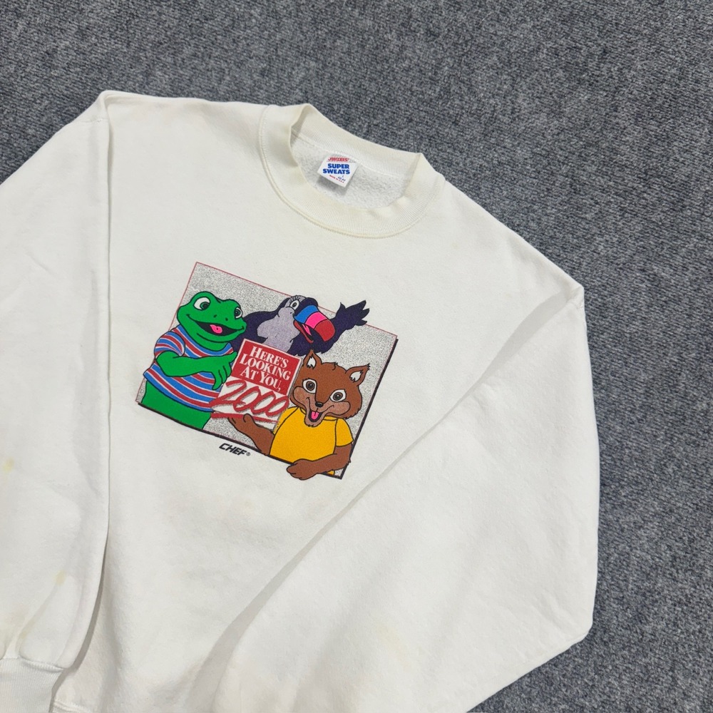 VTG Jerzees Sweatshirt Men's Large Here's Looking At You 2000's CHEF Made In USA